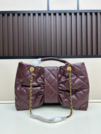 Large Bow-Detail Quilted Leather Shoulder Bag – Soft Padded Finish
