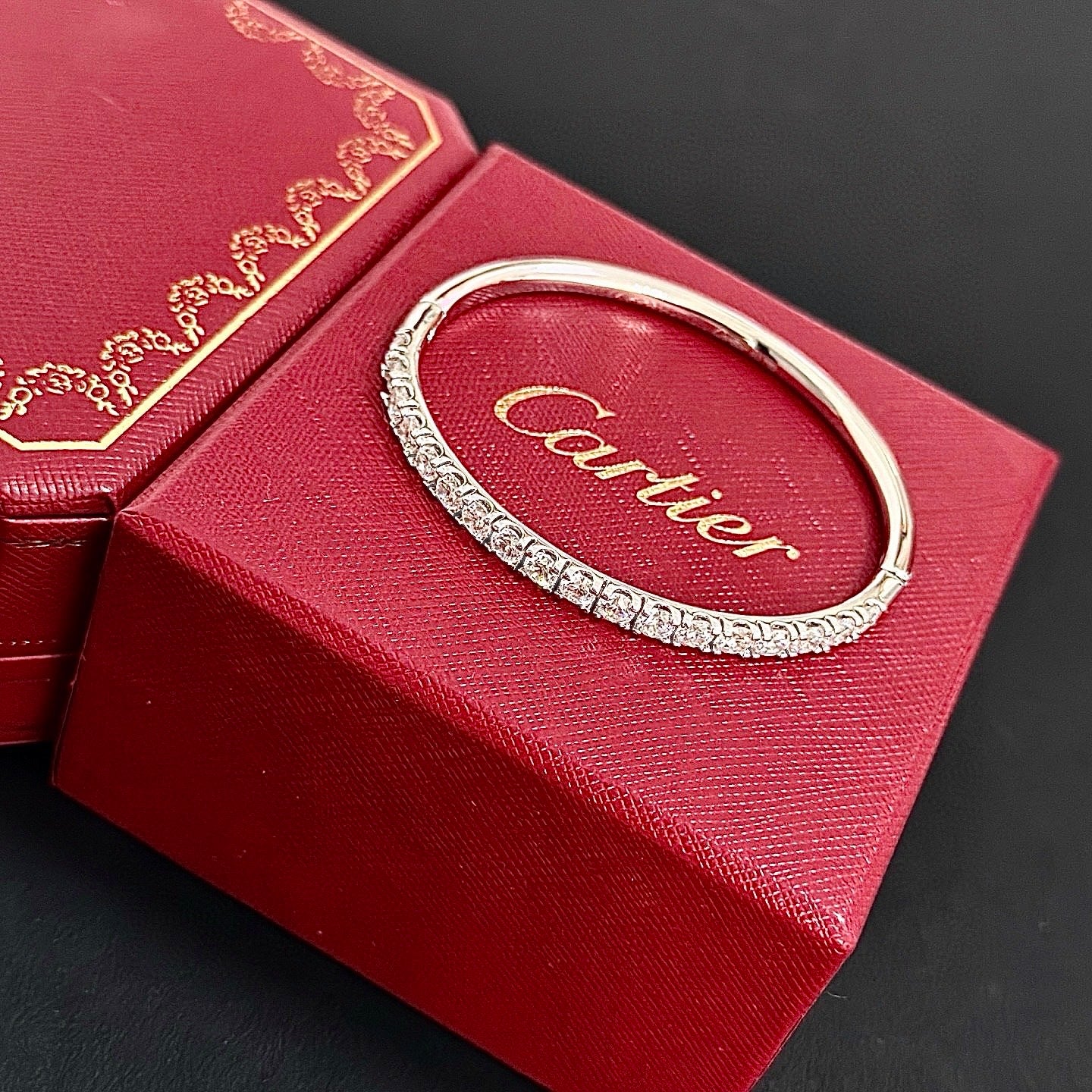 Elegant Diamond-Style Panther Bangle ✨