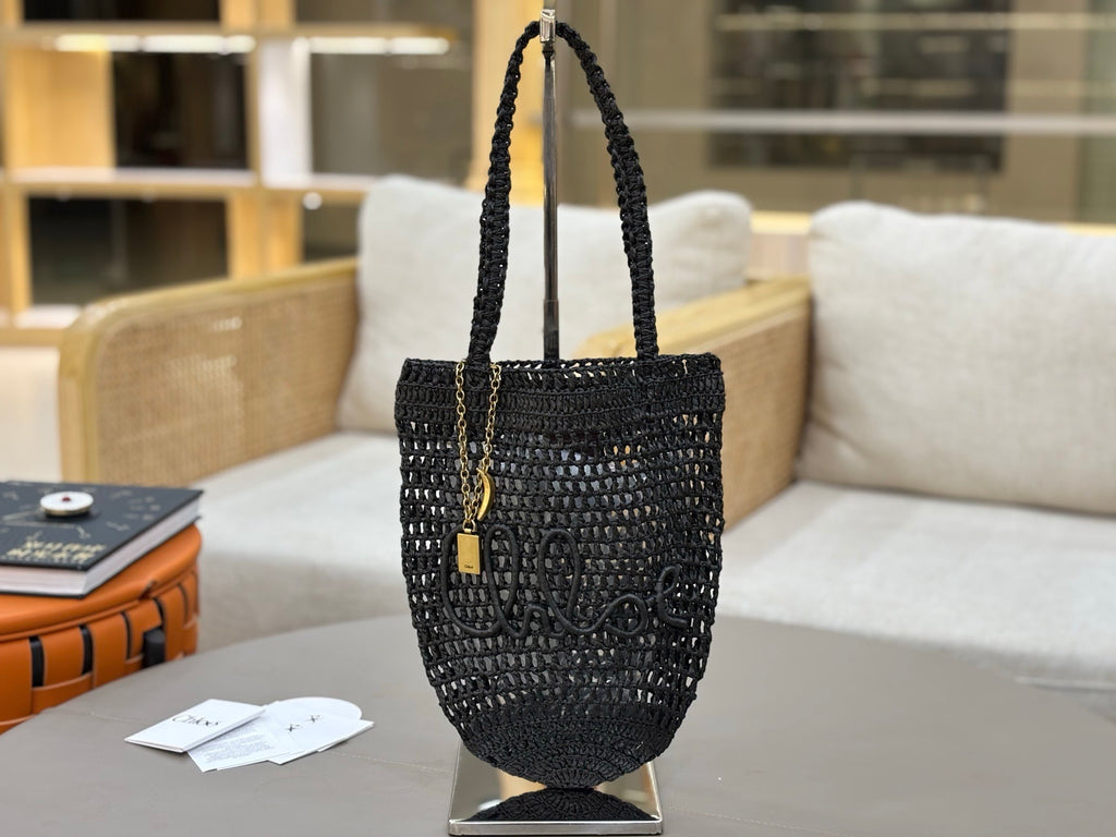 Premium Raffia Leather Tote Bag