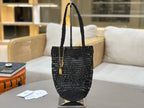 Premium Raffia Leather Tote Bag