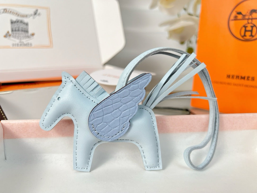 2025 Winged Horse Bag Charm | Crocodile Saddle Detail & Handcrafted Lambskin