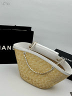 Large Woven Basket Tote Bag