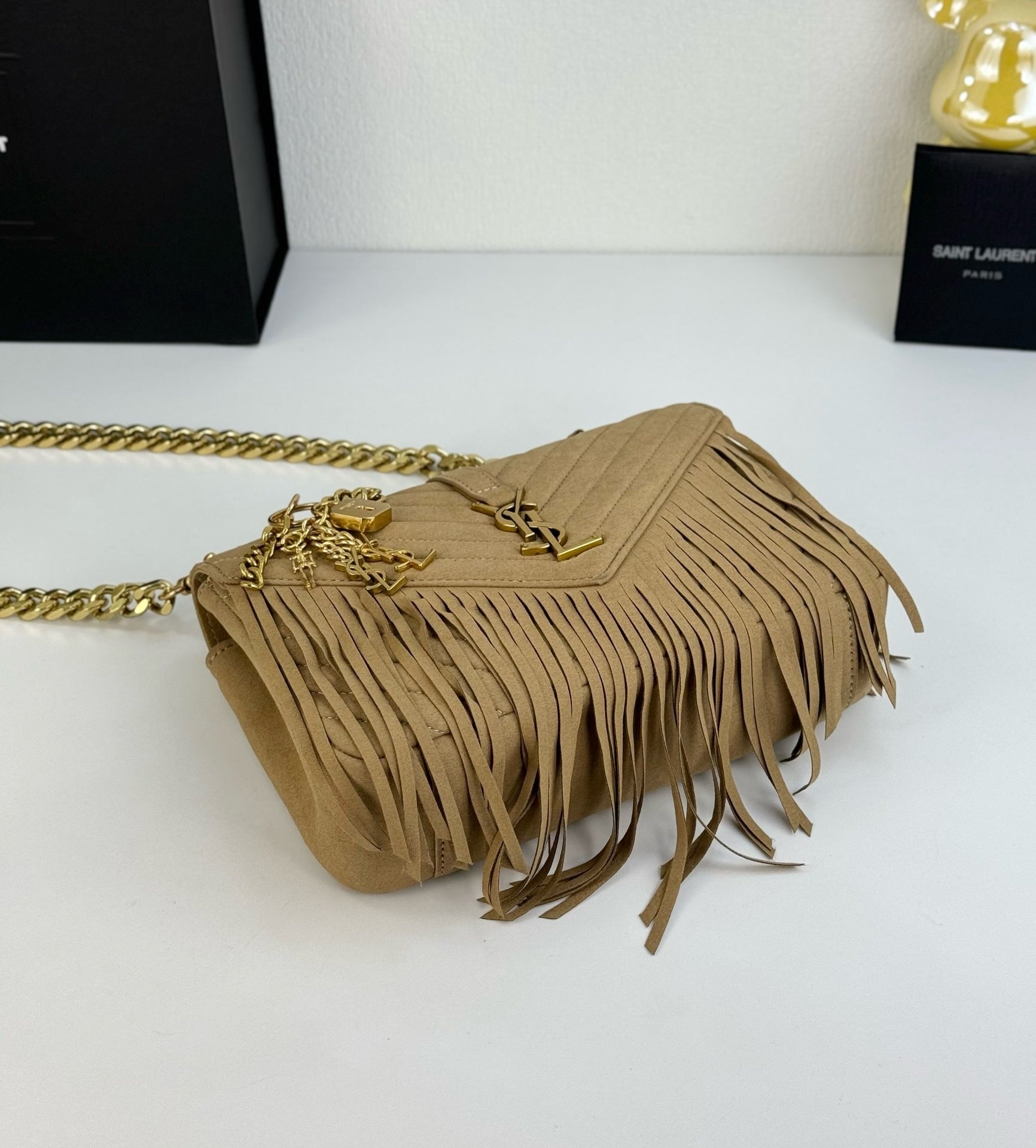 Monogram Tassel Shoulder Bag | Suede Finish