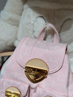 Washed Monogram-Texture Denim Backpack — 26cm