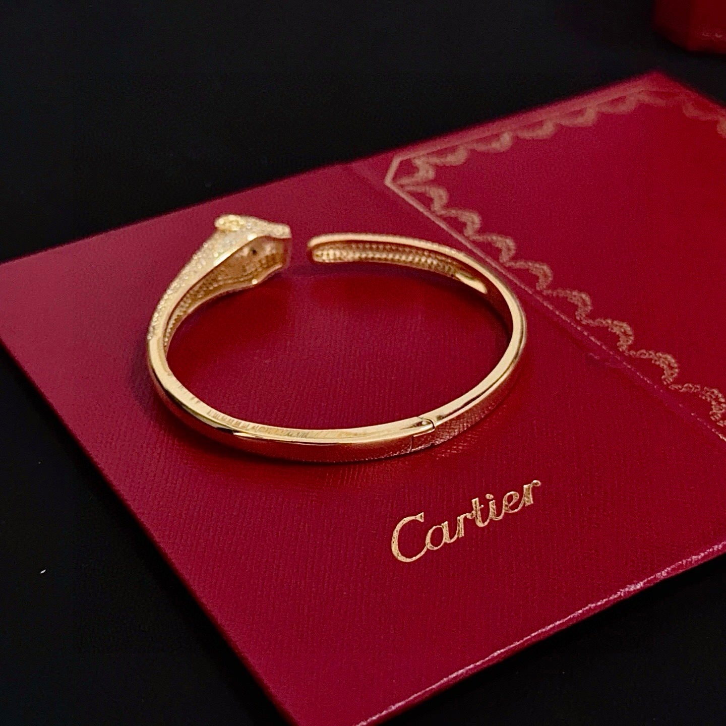 Elegant Panther Head-Inspired Diamond Bangle
