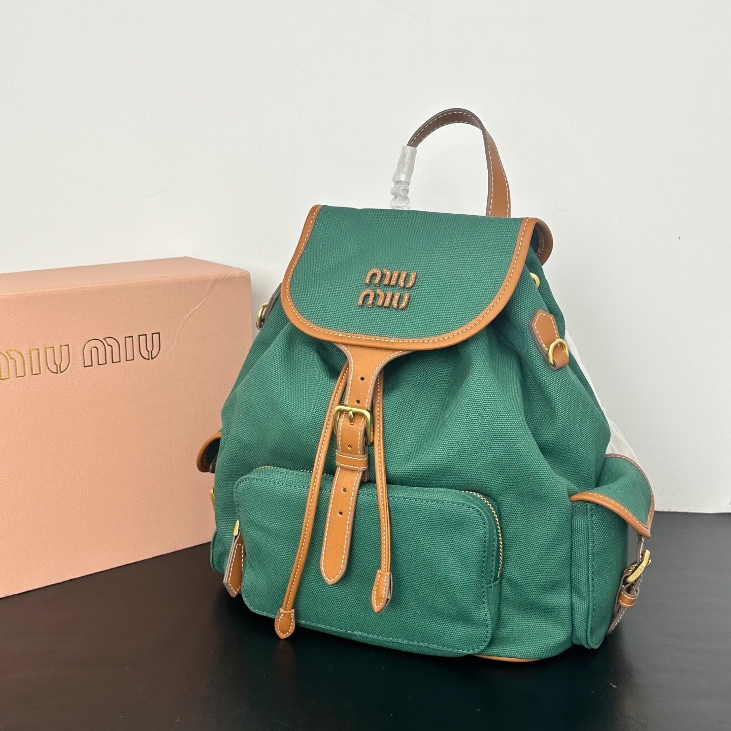 Large Canvas & Leather Backpack – Collegiate Style, 29.5cm