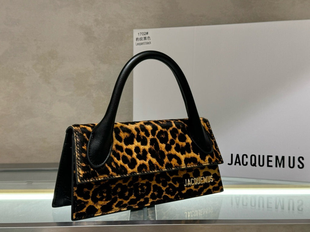 Leopard Print Long Mini Top Handle Bag | Bold Logo & Statement Style
