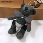 Cashmere Check Teddy Charm – Premium Bag & Key Accessory
