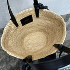 TEEN Plant Fiber & Calfskin Soft Classic Basket Bag  (Premium Quality)