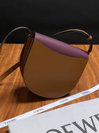 Compact Two-Tone Leather Shoulder Bag – Adjustable Strap, 17.8cm