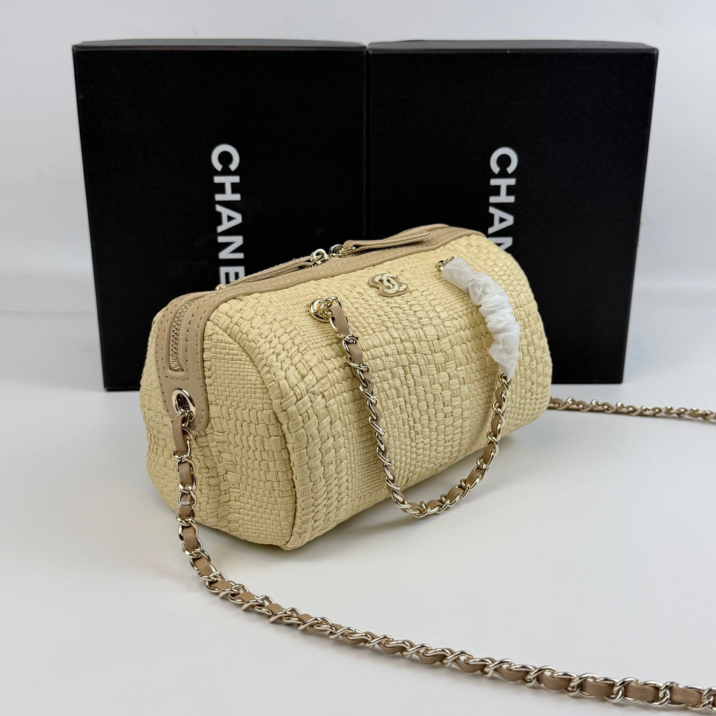 Raffia Bowling Bag | Woven Summer Shoulder Bag