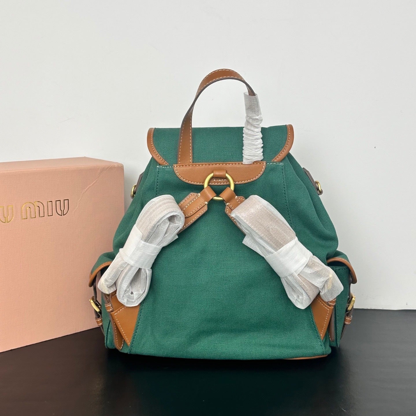 Large Canvas & Leather Backpack – Collegiate Style, 29.5cm