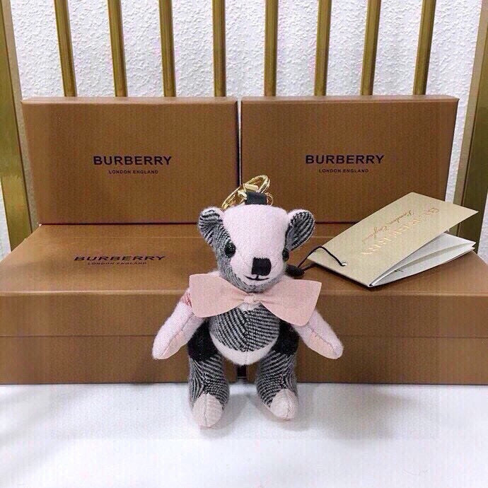 Cashmere Check Teddy Charm – Premium Bag & Key Accessory