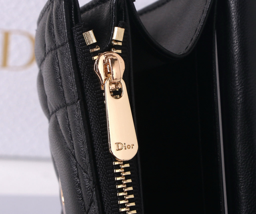Premium Lambskin Compact Wallet with Crystal Hardware – New Season Collection