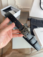 New Women’s Leather Belt — Enamel Signature Buckle