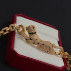 Elegant Panther Head-Inspired Diamond Bangle