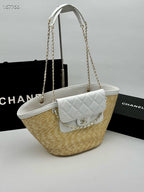 Large Woven Basket Tote Bag