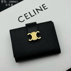 Triomphe-Style Three-Fold Leather Wallet with Metal Hardware – Premium Quality