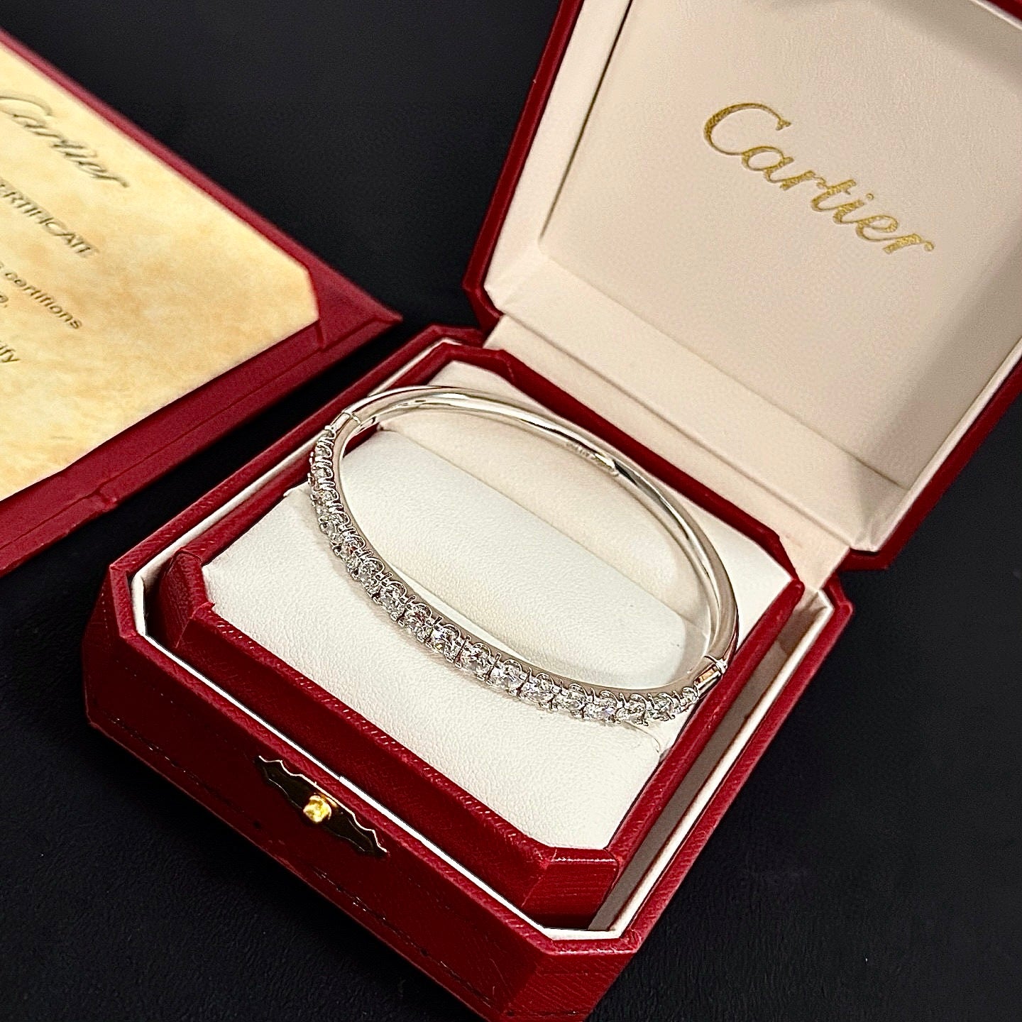 Elegant Diamond-Style Panther Bangle ✨