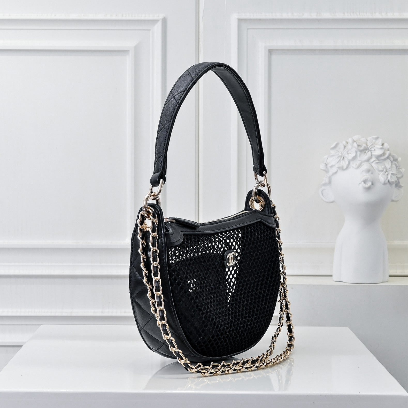 Mesh & Leather Chain Bag