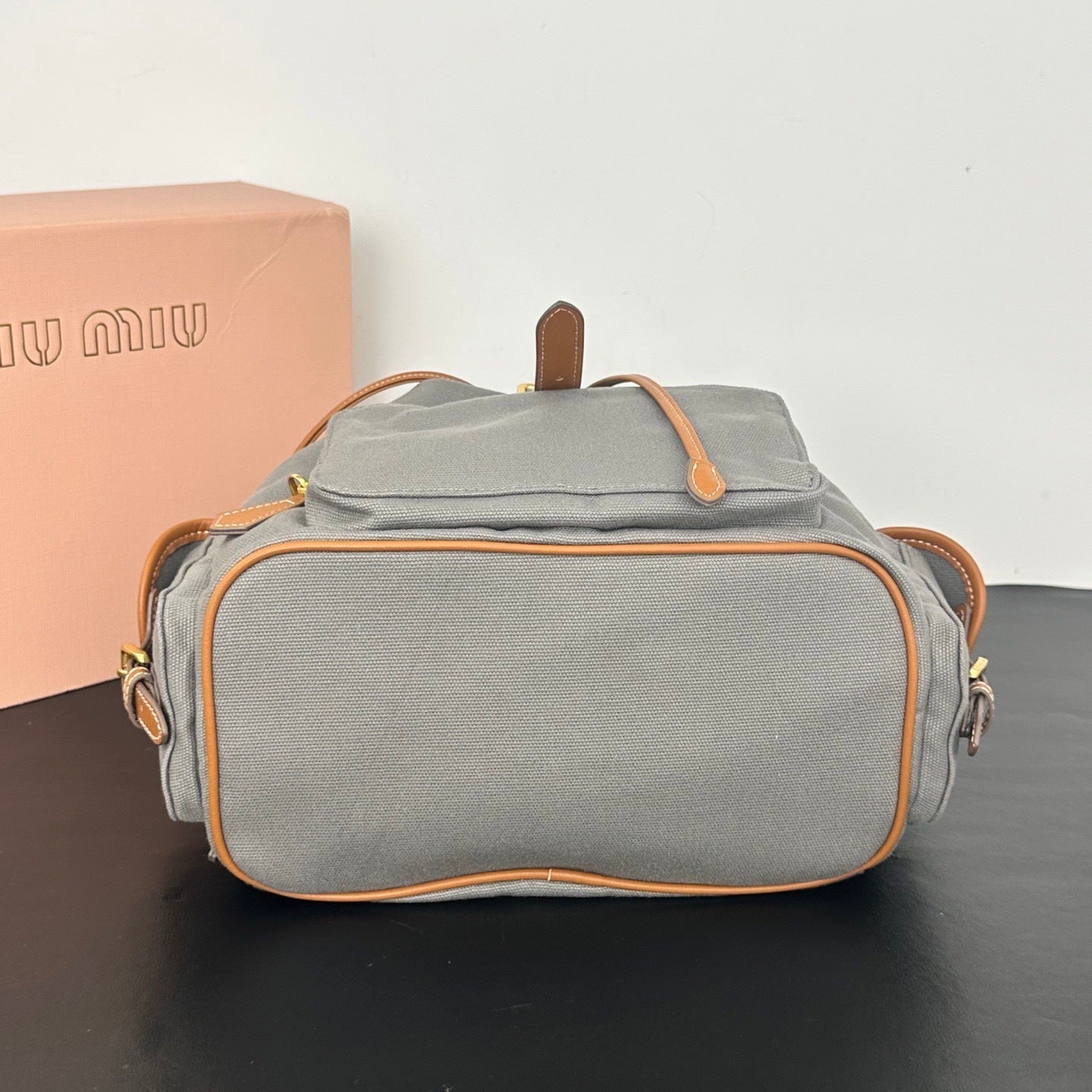 Large Canvas & Leather Backpack – Collegiate Style, 29.5cm