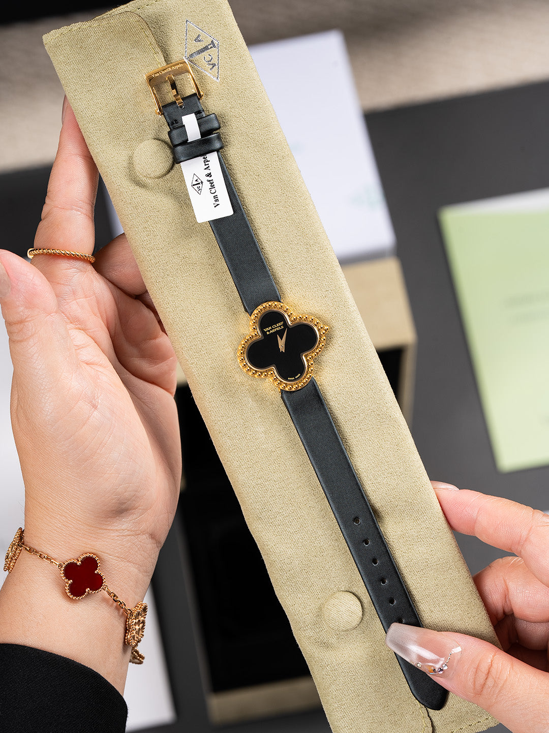 Luxury Clover-Inspired Silk Strap Watch