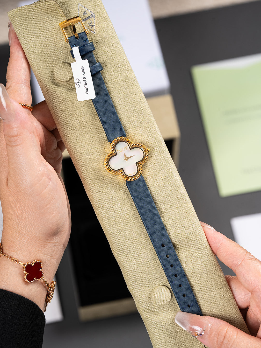 Luxury Clover-Inspired Silk Strap Watch