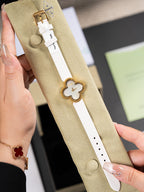 Luxury Clover-Inspired Silk Strap Watch