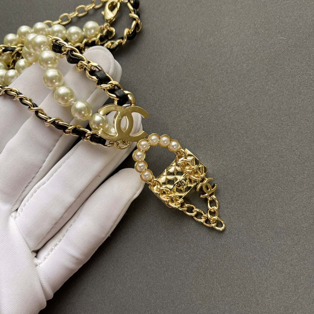 Mini Bag & Pearl Chain Necklace – Statement Design