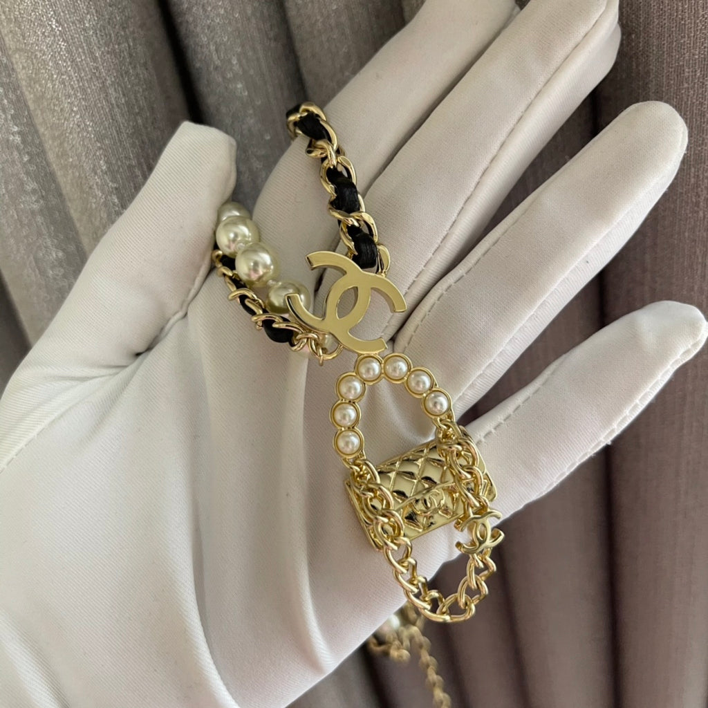 Mini Bag & Pearl Chain Necklace – Statement Design