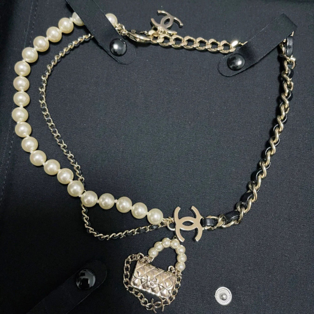Mini Bag & Pearl Chain Necklace – Statement Design