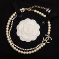 Double-Layer Pearl & Crystal Necklace – Handcrafted Elegance