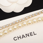 Double-Layer Pearl & Crystal Necklace – Handcrafted Elegance
