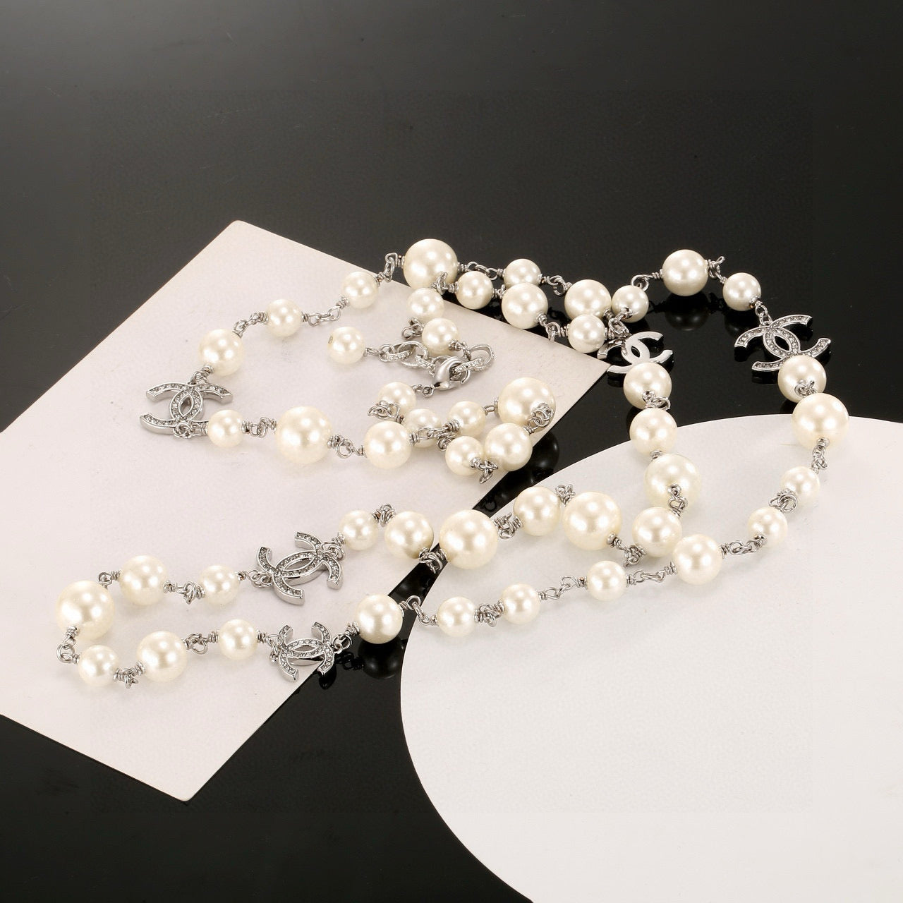 Layered Pearl Long Sweater Necklace – Classic Elegance