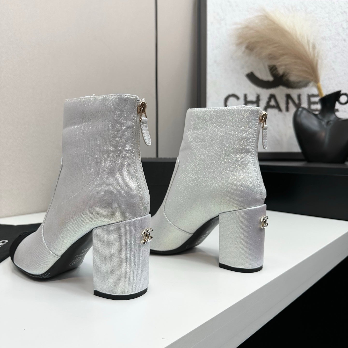 Two-Tone Ankle Boots with Block Heel