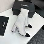 Two-Tone Ankle Boots with Block Heel