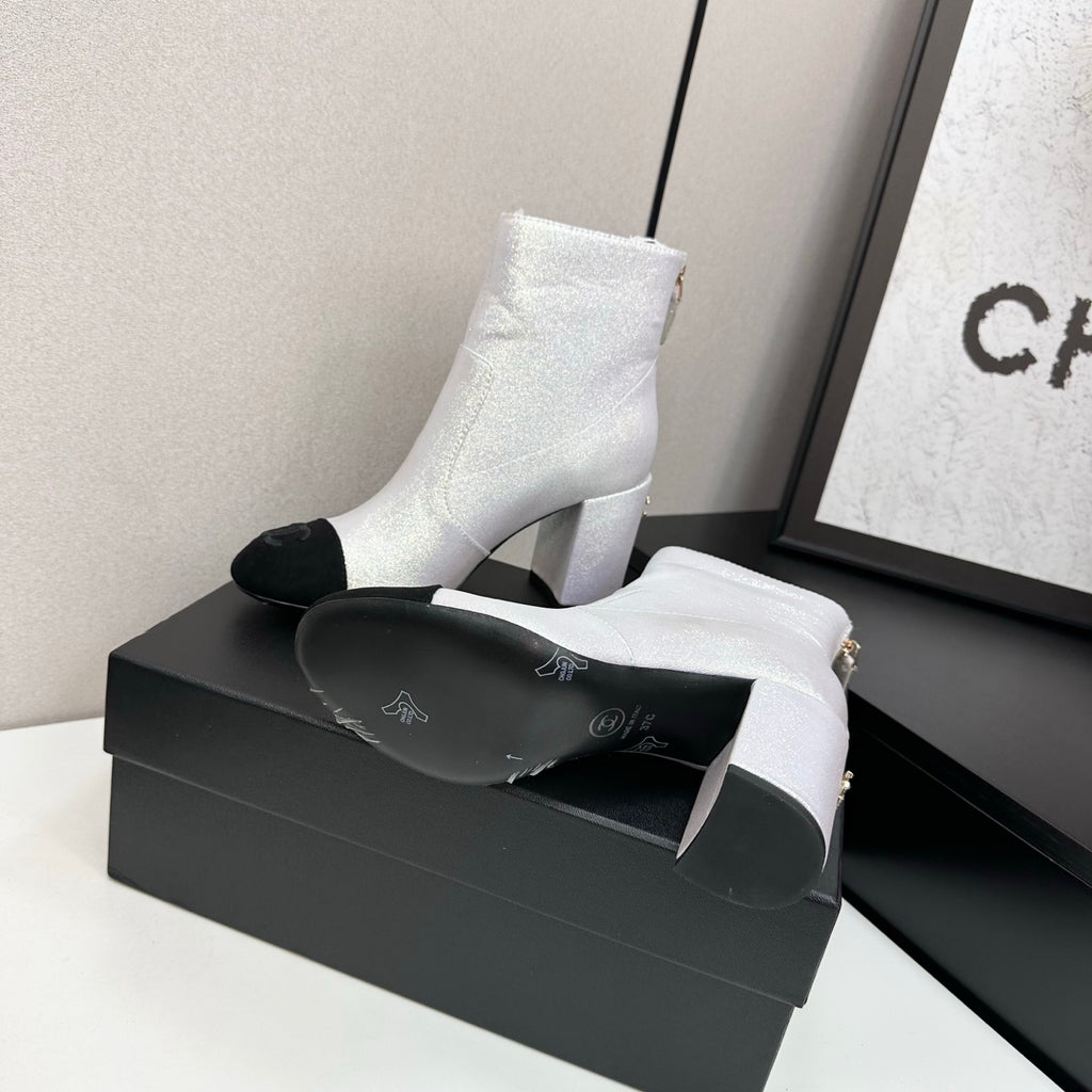 Two-Tone Ankle Boots with Block Heel