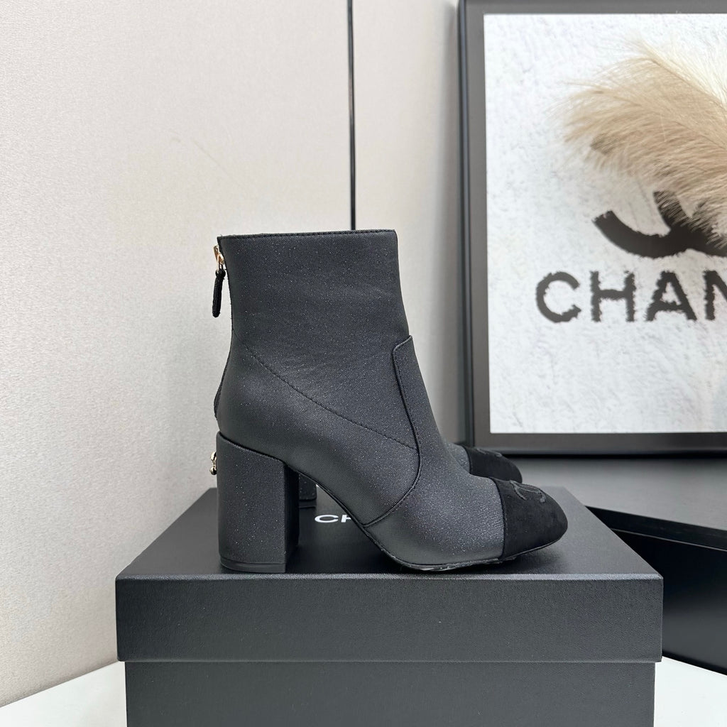 Two-Tone Ankle Boots with Block Heel