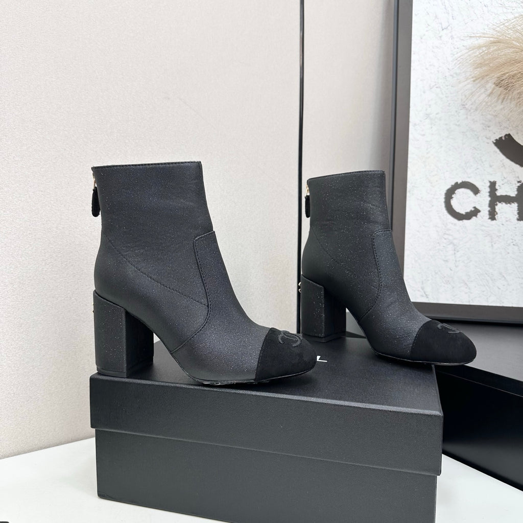 Two-Tone Ankle Boots with Block Heel