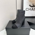 Two-Tone Ankle Boots with Block Heel