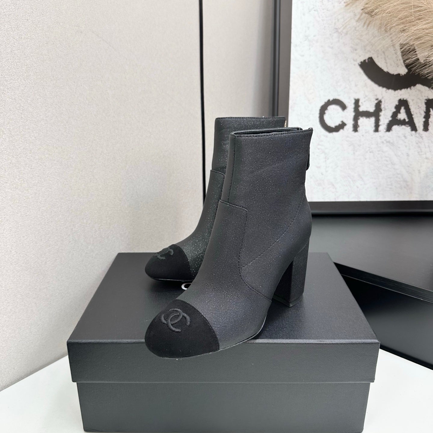 Two-Tone Ankle Boots with Block Heel