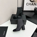 Two-Tone Ankle Boots with Block Heel