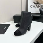 Two-Tone Ankle Boots with Block Heel