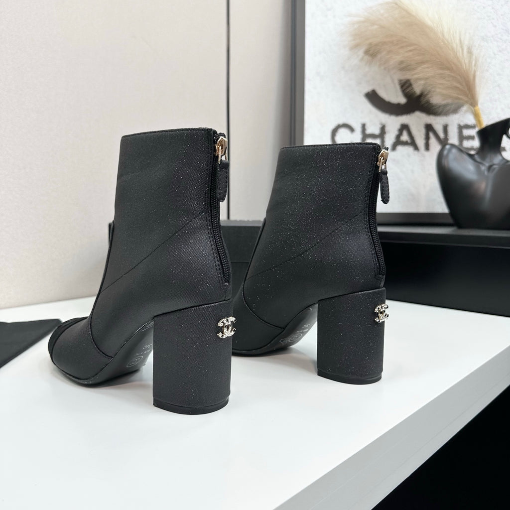 Two-Tone Ankle Boots with Block Heel