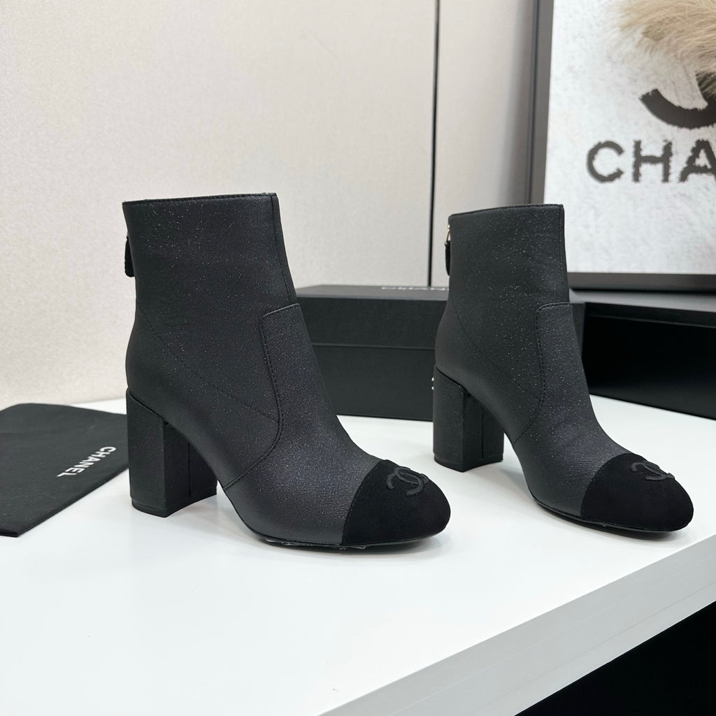 Two-Tone Ankle Boots with Block Heel