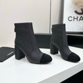 Two-Tone Ankle Boots with Block Heel