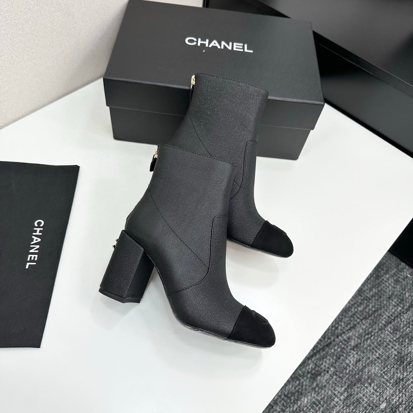 Two-Tone Ankle Boots with Block Heel