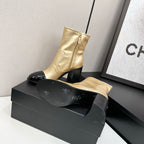Two-Tone Ankle Boots with Block Heel
