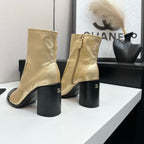 Two-Tone Ankle Boots with Block Heel