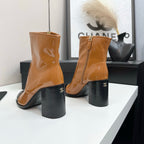Two-Tone Ankle Boots with Block Heel